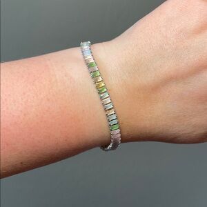 Pretty Bird Gold Plated Colorful Galaxy Stones/Candy Stones Tennis Bracelet 8”